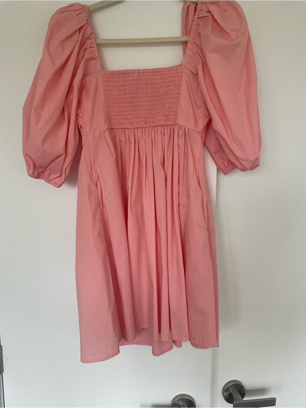 Abercrombie & Fitch Coral Pink Puff-Sleeve Mini Dress - worn only once - Picture 3 of 3
